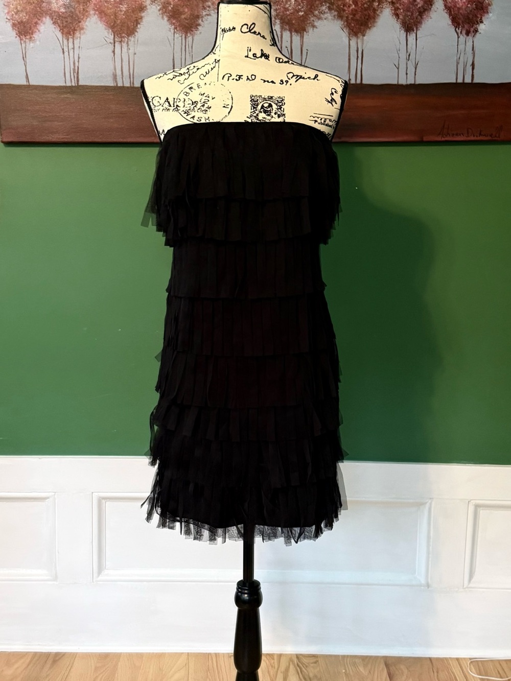 Ann Taylor Black Tiered Strapless Cocktail Dress - Women
